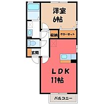 メゾン・ド・クレール B  ｜ 茨城県結城市下り松3丁目（賃貸アパート1LDK・2階・41.26㎡） その2