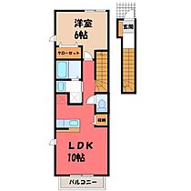 ミモザ  ｜ 栃木県小山市西城南5丁目（賃貸アパート1LDK・2階・42.37㎡） その2