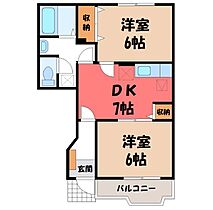 コンチェルト B  ｜ 栃木県栃木市薗部町2丁目（賃貸アパート2LDK・1階・44.34㎡） その2