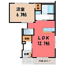 ルーイッヒハウス II番館  ｜ 栃木県宇都宮市鶴田町（賃貸アパート1LDK・1階・45.19㎡） その2