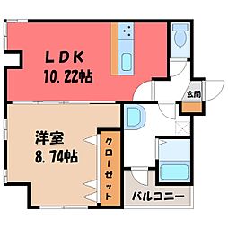 宇都宮芳賀ライトレール線 東宿郷駅 徒歩9分の賃貸マンション 5階1LDKの間取り