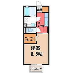 JR東北本線 小山駅 バス8分 中央福祉医療専門学校下車 徒歩4分の賃貸アパート 2階1Kの間取り
