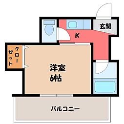 レジデンス山和2 1Kの間取図画像