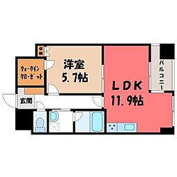 フェリシアス 1LDKの間取図画像