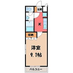 グランドゥール2 1Kの間取図画像