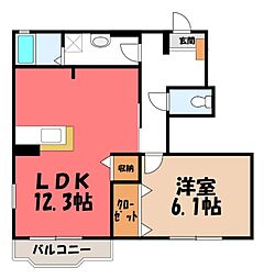 マロニエハイツ1 1LDKの間取図画像