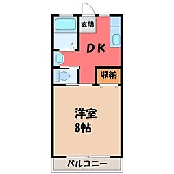 岩崎マンション 1DKの間取図画像