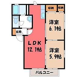 メゾンフォーレストC 2LDKの間取図画像