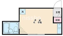 アリエール竹山 2階ワンルームの間取り