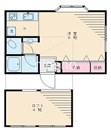 ラメゾンドゥエス ワンルームの間取図画像