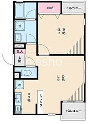 奈川マンション 1LDKの間取図画像
