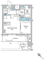 プレディアコート西葛西 5階1LDKの間取り