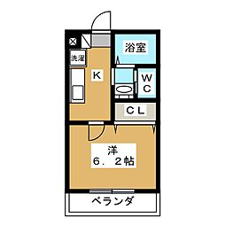 B proud 1階1Kの間取り