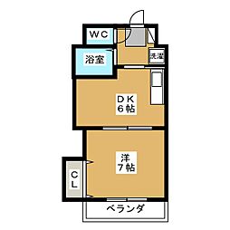 フジマンションアスカ 2階1DKの間取り