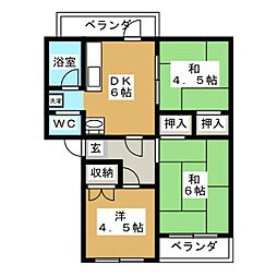 コーポ近江屋2 3DKの間取図画像