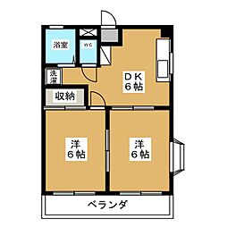 マリンハイツ 2DKの間取図画像