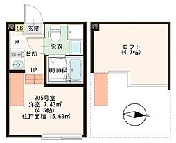 Latte北葛西 1Kの間取図画像