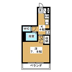 プライムアーバンカサイイースト 1Kの間取図画像