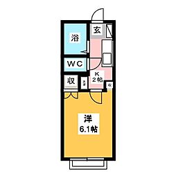 カセミア行徳 1Kの間取図画像