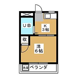 グリーンヒルホシ 1Kの間取図画像
