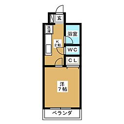 ユリーカ 1Kの間取図画像