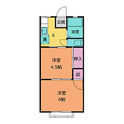 大森ハイツ 2階2Kの間取り