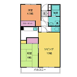 第2大越ビル 8階2LDKの間取り