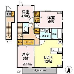 ソレアード 2階3LDKの間取り