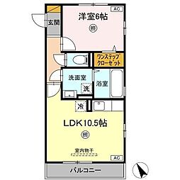 プリモフィオーレ 3階1LDKの間取り