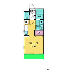 ブルーメンシュトラォス 1階ワンルームの間取り