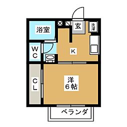 ハイムツインズ 1階1Kの間取り