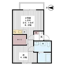 ラ・ティエラ 2階ワンルームの間取り