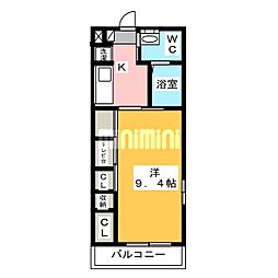 リブリ・フェニックス 2階1Kの間取り