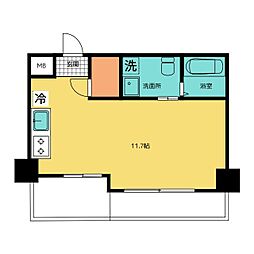 リエス千葉新宿 8階ワンルームの間取り