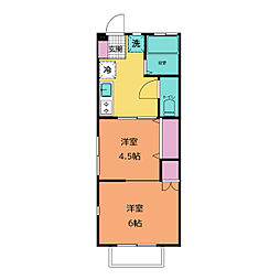 コーポK2 1階2Kの間取り