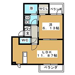 ＦＲＥＥＤ　ＳＯＧＡ 2階1LDKの間取り