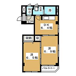 アートビルズ六番館 2DKの間取図画像