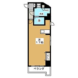 サイドワン ワンルームの間取図画像