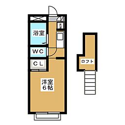 椿森レジデンス ワンルームの間取図画像