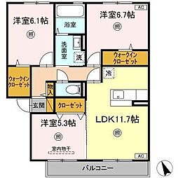 PARKHILLSMIYAKOD 3LDKの間取図画像