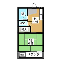 高井ハイツB 1Kの間取図画像