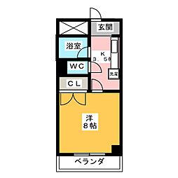 カームハイツ 1Kの間取図画像