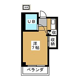 コアミハイツ ワンルームの間取図画像