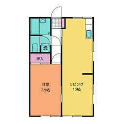 レピュート長沼 1LDKの間取図画像