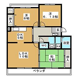 エルコート天台 3LDKの間取図画像
