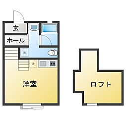 バニービーチ ワンルームの間取図画像