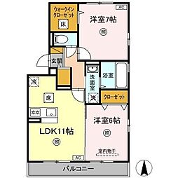 ロイヤルオーク 2LDKの間取図画像