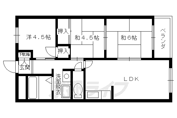 アップス嵯峨野 208｜京都府京都市右京区嵯峨野千代ノ道町(賃貸マンション3LDK・2階・58.92㎡)の写真 その2