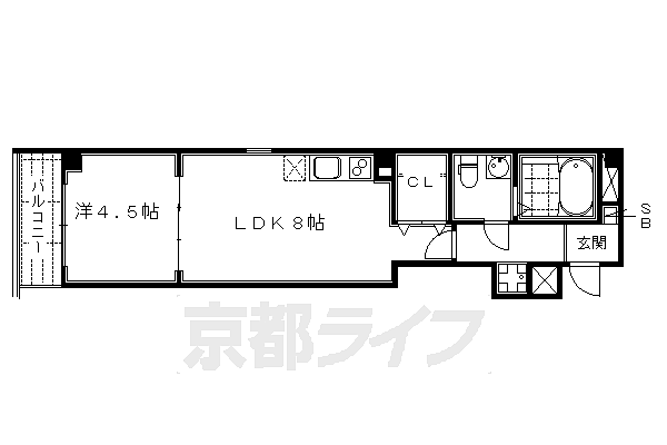 京都府京都市下京区藪下町(賃貸マンション1LDK・3階・33.09㎡)の写真 その2