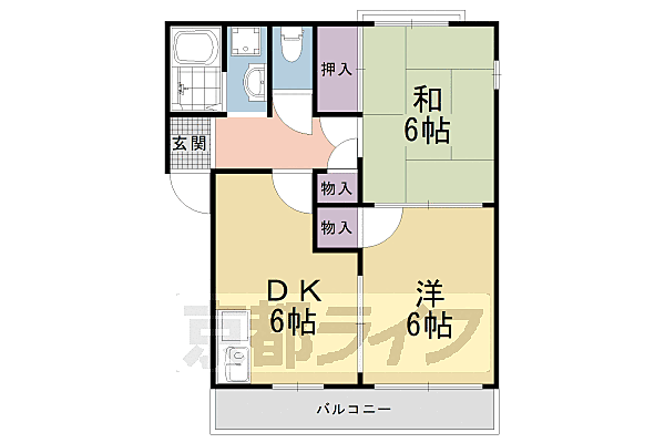 ドミールエーデンＣ棟 108｜京都府京都市右京区太秦乾町(賃貸アパート2DK・1階・38.00㎡)の写真 その2